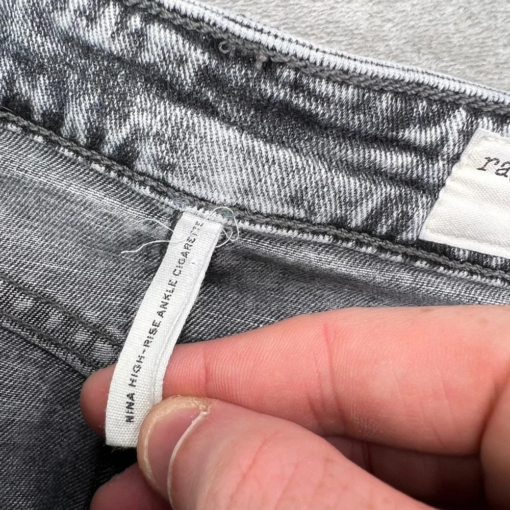 Rag & Bone Nina High-Rise Ankle Cigarette Jeans Womens 25 Grey Acid Wash Stretch